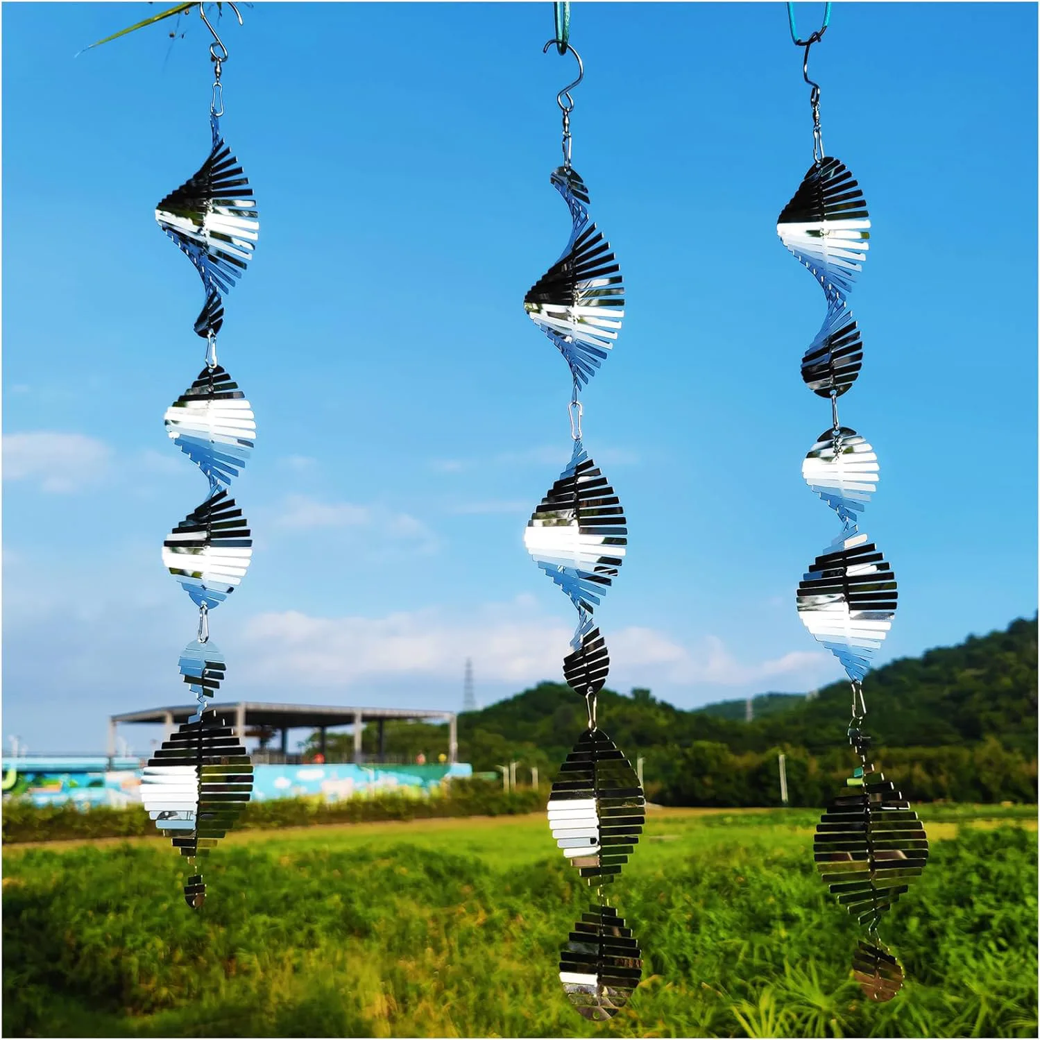 3PCS Bird Deterren for Outside Patio High Reflective Fishbone Bird Scare Devices Wind Spinners Outdoor Decor 3D Bird Reflector