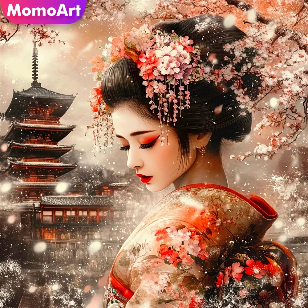 Momoart Full Square Round Diamond Painting Woman Portrait Picture Rhinestones Embroidery Tower DIY Mosaic Decor For Home