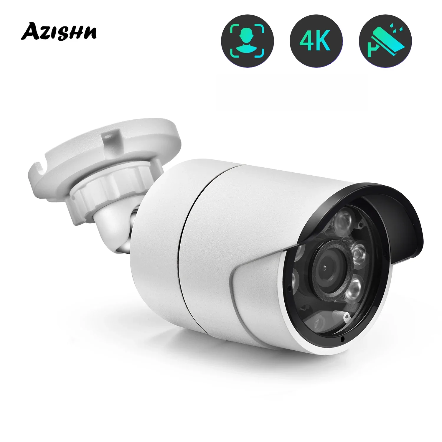 AZISHN 8MP 4K IP Bullet Camera Face Detection H265+ POE Security Outdoor Waterproof Video Surveillance CCTV Home Camera