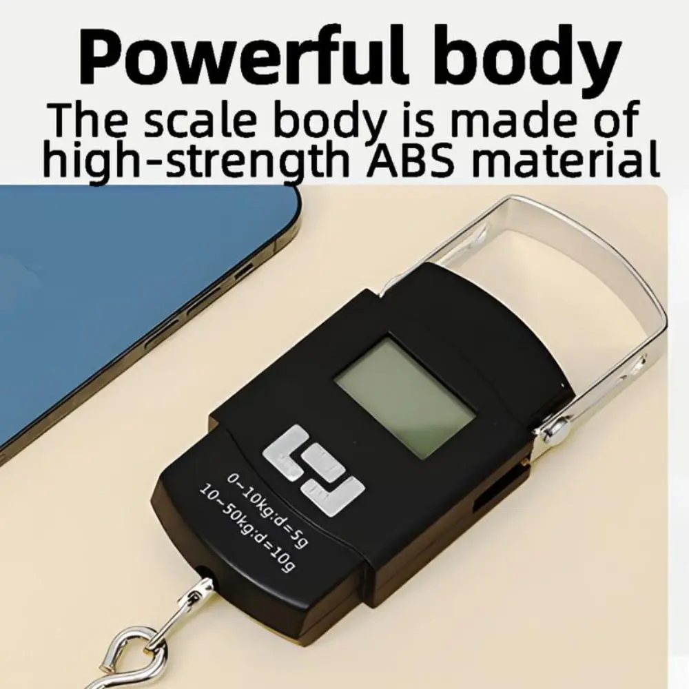 Battery Powered Electronic Hanging Scale LCD Backlit Display Plastic Housing Digital Hanging Scale Portable Metal Hook