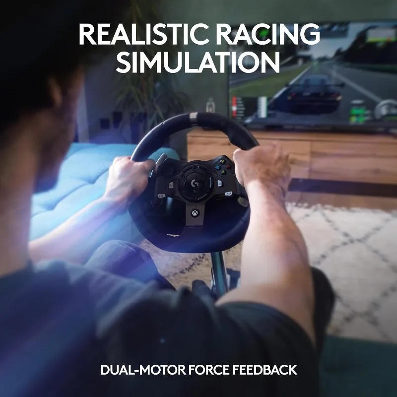 Imagem -02 - Driving Force Racing Wheel e Floor Pedais Feedback Força Real Aço Inoxidável Paddle Shifters Couro Steerin Logitech-g920