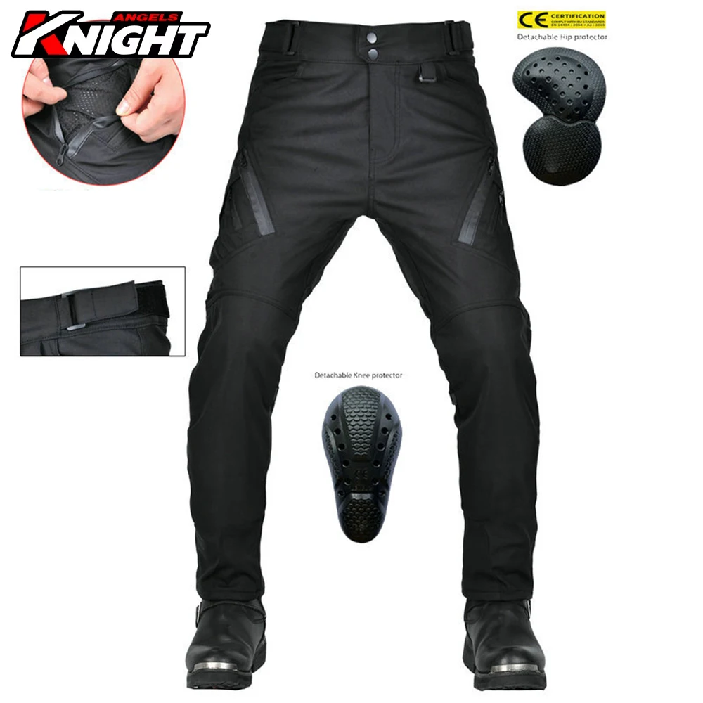 

Men's Motorcycle Riding Pants Four Seasons Anti-Fall Waterproof Moto Pants High Waist Windproof Breathable Double Layer Pants