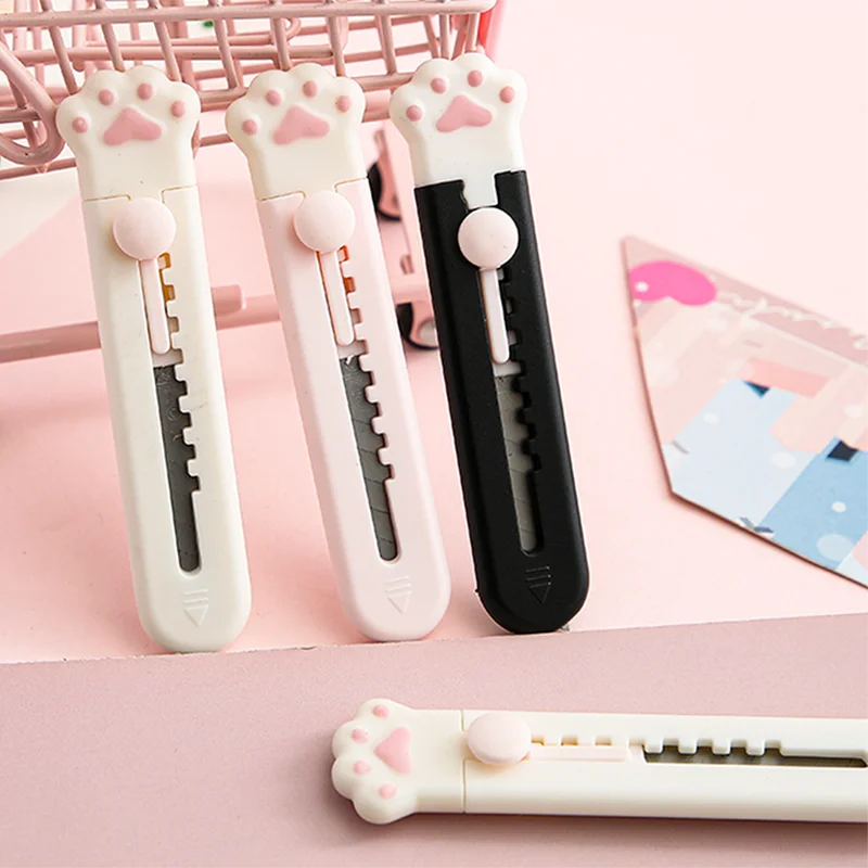 Художественный нож «Кошачья лапа», мини-маленький милый мультяшный нож для бумаги, распаковка, экспресс-универсальный нож, устройство для студентов с портативным ручным ножом