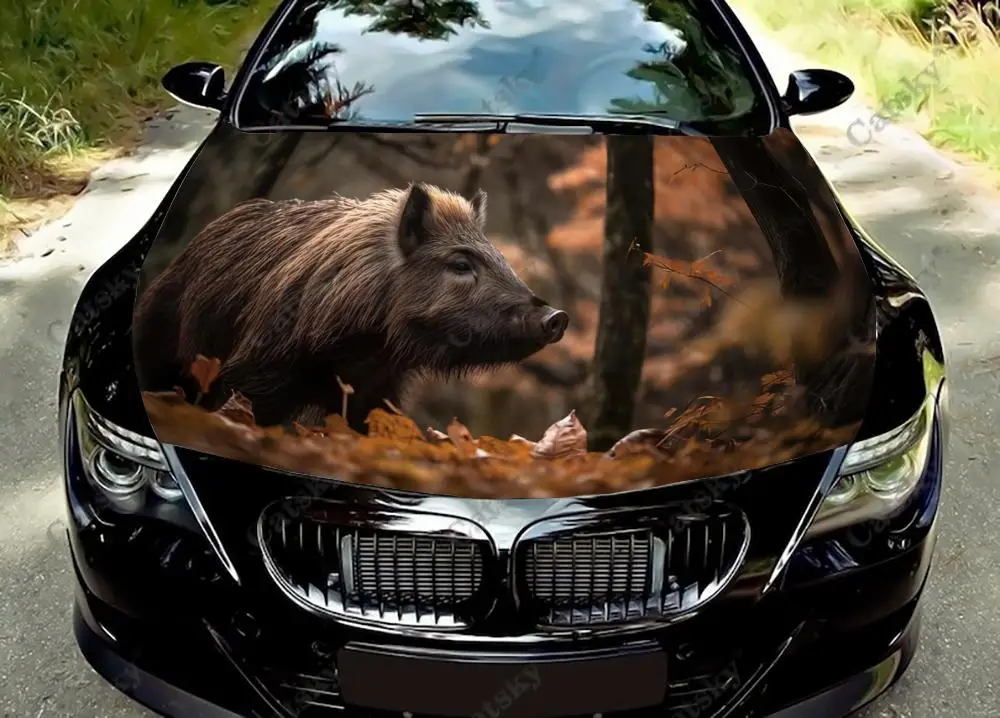 

Fierce wild boar animal Car Hood Decal Self-Adhesive Paint Suitable for SUV Wrap Truck Graphic Car Engine Vinyl Sticker