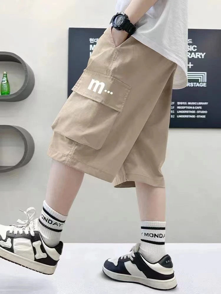 Coole, weiche, bequeme, modische Cargo-Shorts für Jungen, Sommer, neue, leichte, atmungsaktive, lässige Outdoor-Fünfviertel-Hose
