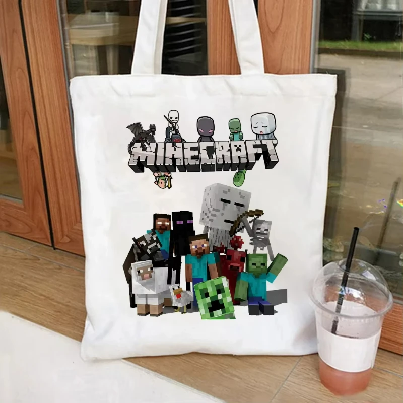 Jogos populares bolsa de ombro grande sacos de compras reutilizáveis harajuku eco bonito dos desenhos animados casual sacolas lona bolsas de mercearia presente