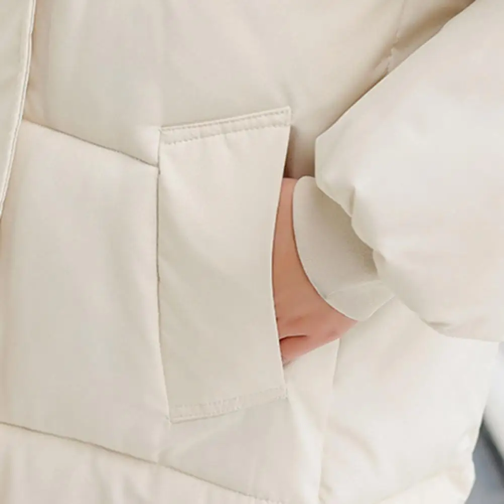 Dámská péřová bunda z polyesteru s kapucí, dámská dlouhá péřová bunda s kapucí pro zimní svrchní oblečení, zahřátí - náhled 5