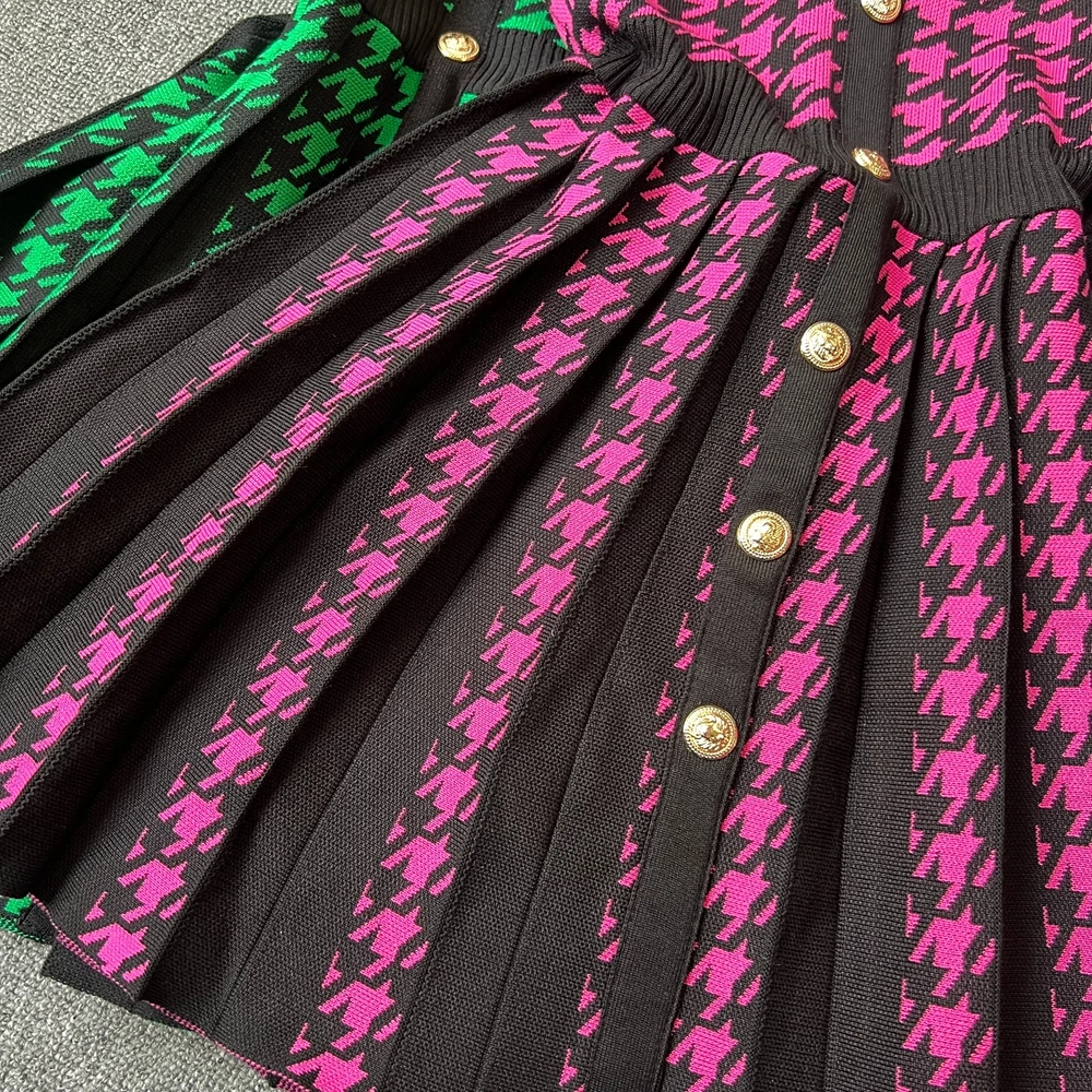 YuooMuoo ブランドファッション女性プリーツニットドレス 2025 夏 Y2K ノースリーブ鳥格子ショートドレスシックな女性パーティー Vestidos