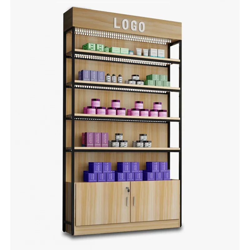 custom.One - Sided Iron - Wood Rack Cosmetics Snacks Display Rack