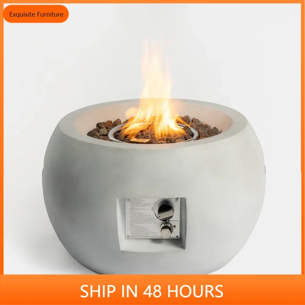

Outdoor Propane Fire Pit Table,Compact Streamlined modern 24-inch,Round Graphite Base with waterproof cover,Free Lava Rocks