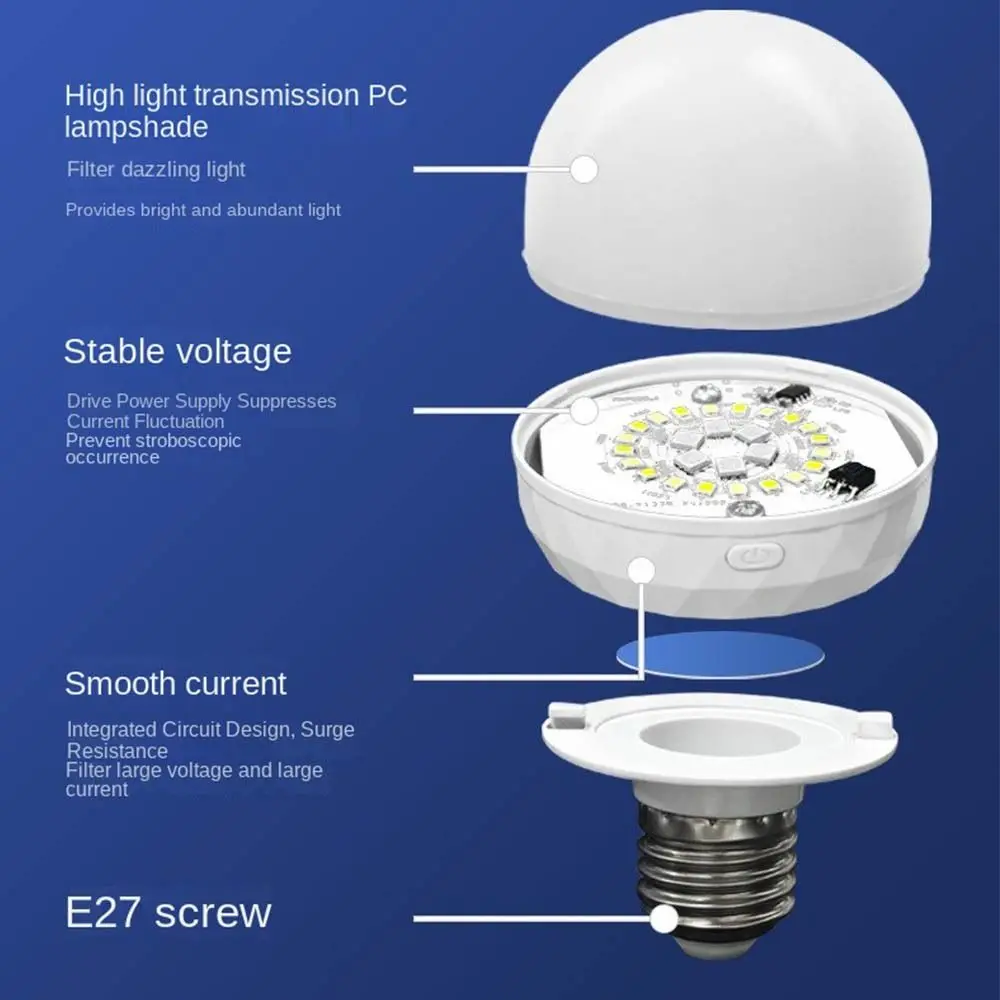 Rechargeable E27 Rechargeable Light Bulb Adjustable Color Temperature Removable Base Emergency Bulb with Remote Control Dimming