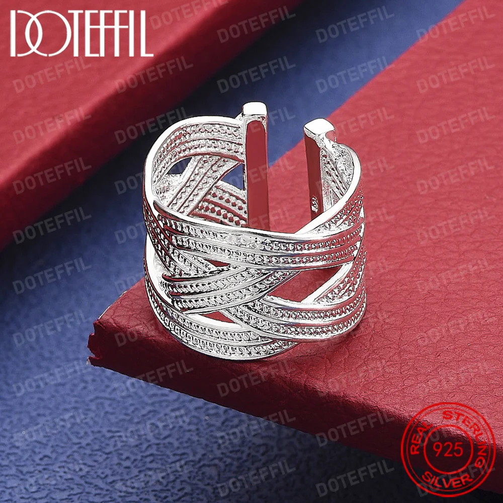 

Открытое кольцо из стерлингового серебра 925 пробы с перекрестным плетением для женщин, свадебные, помолвочные, модные, очаровательные ювелирные изделия