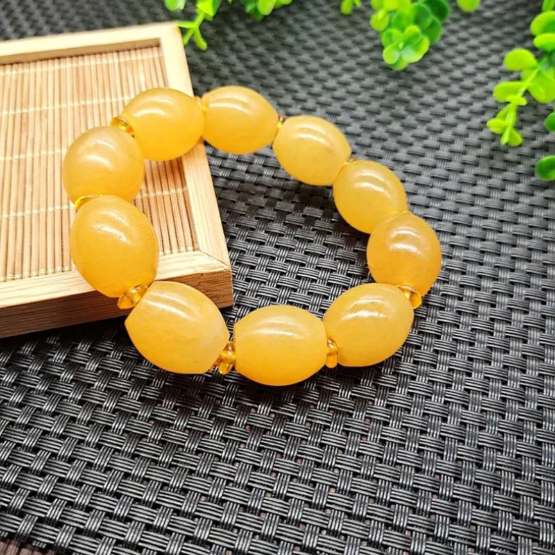 Huanglongyu as Right as Rain Yellow Chicken Grease Barrel Shaped Bead Bracelet