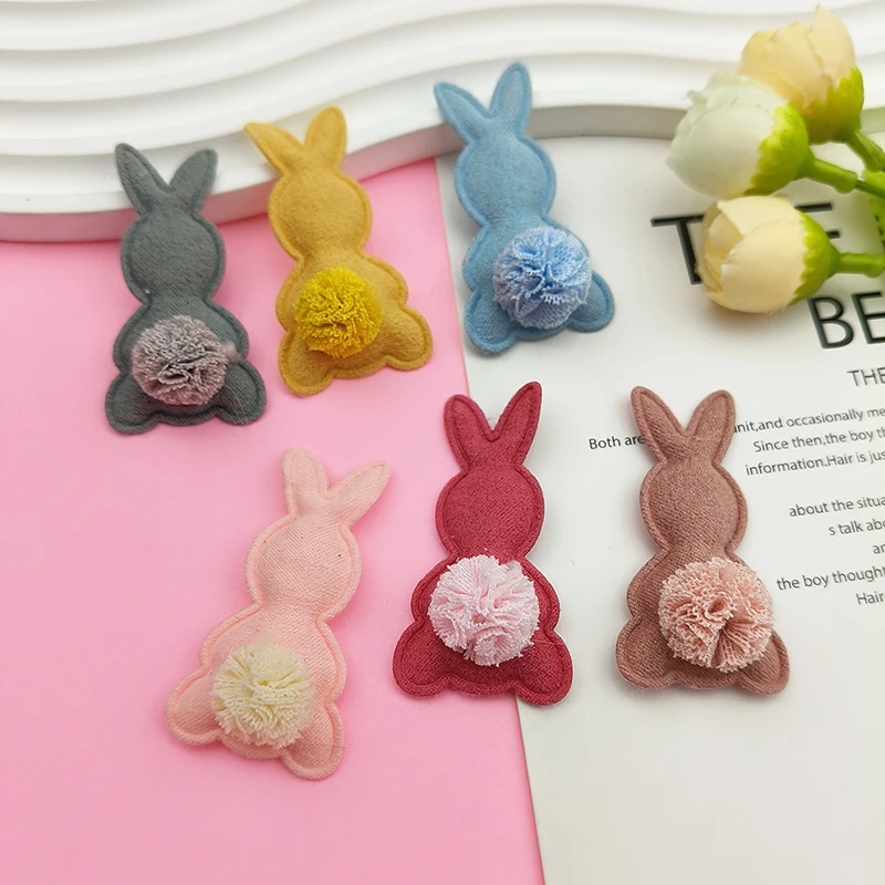 24pcs/lot 2.8*5cm Felt Rabbit Pads Patches Appliques for Easter Craft Clothes Sewing Supplies DIY Hair Clip Accessories