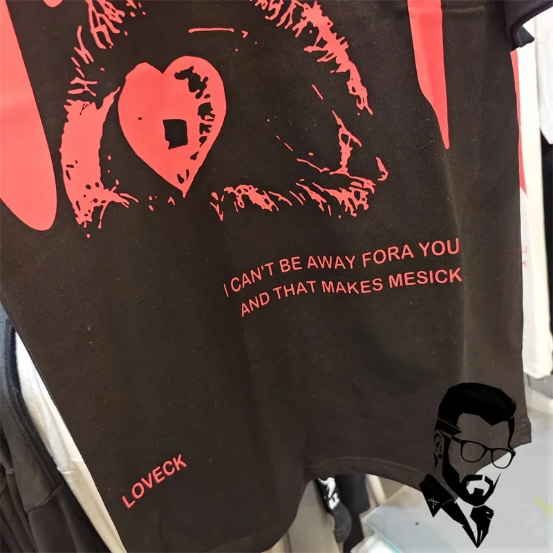 tearful eye print T-shirt for men and women loose fitting casual tops tee