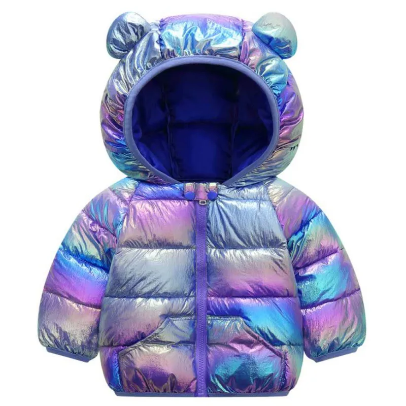 1-5Y Boys Girls Lightweight Down Jacket Children\'s Autumn Winter Fashion Smooth Colorful Fabric Cotton Coat Kids Top Clothes