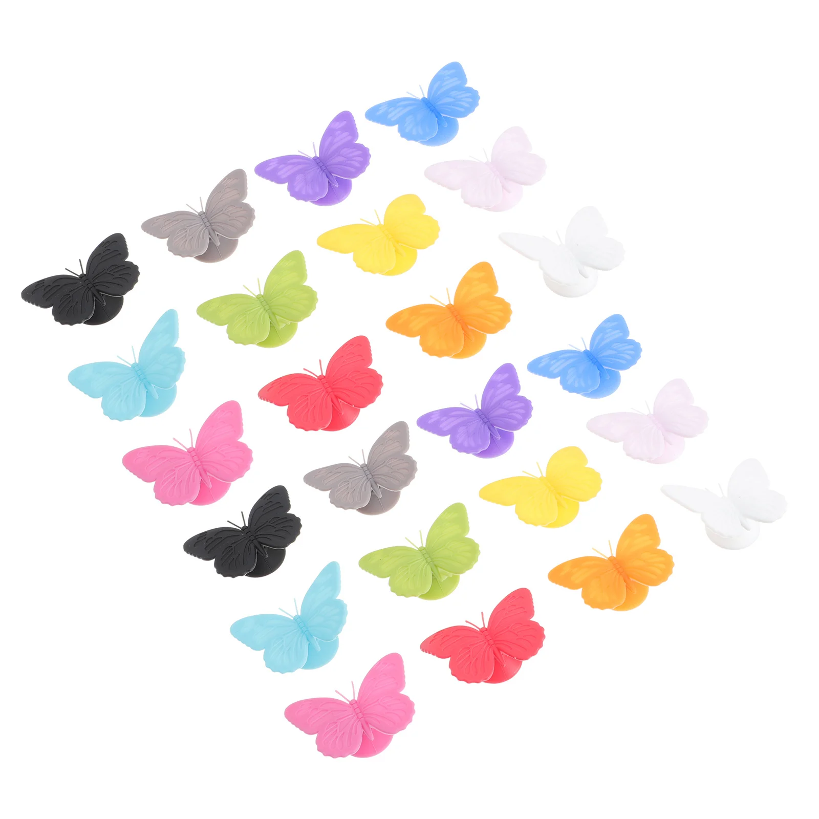 

24Pcs Butterfly Drink Markers Silicone Glass Charms Suction Cup Reusable for Wine Flute Party Mug Labeling