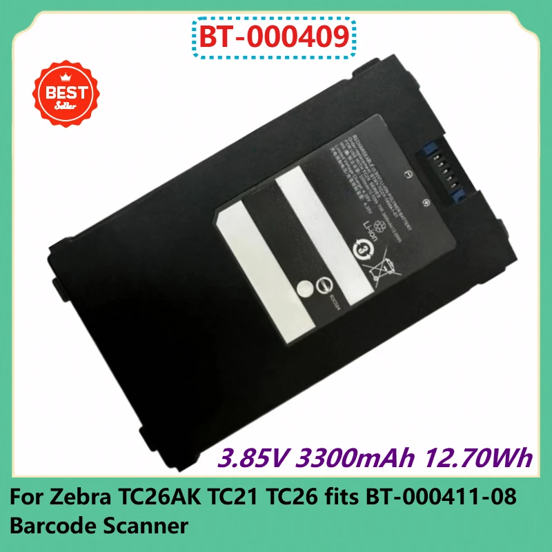 

BT-000409 Replacement Battery 3.85V 3300mAh 12.70Wh For Zebra TC26AK TC21 TC26 fits BT-000411-08 Barcode Scanner Li-io