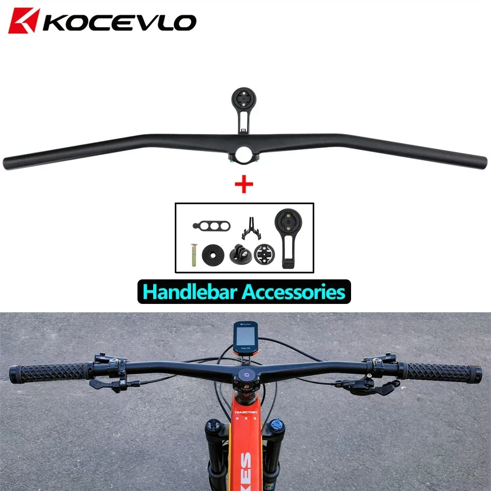 KOCEVLO Carbon Fiber AM Dirt Bike Integrated Handlebar,MTB Mountain Bike XC Handlebar With Computer Stand,800mm Bicycle Handle