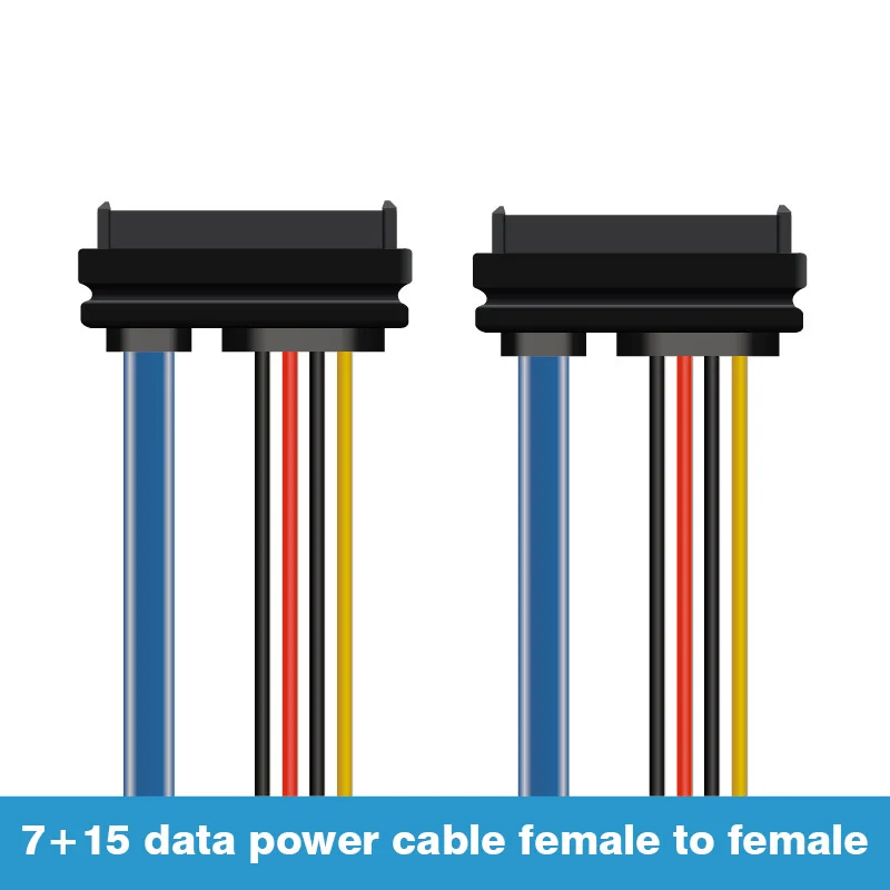 100cm SATA Cable Hard Disk Data Power Cord 7+15 Pin Female to Female for Computer Player Copier