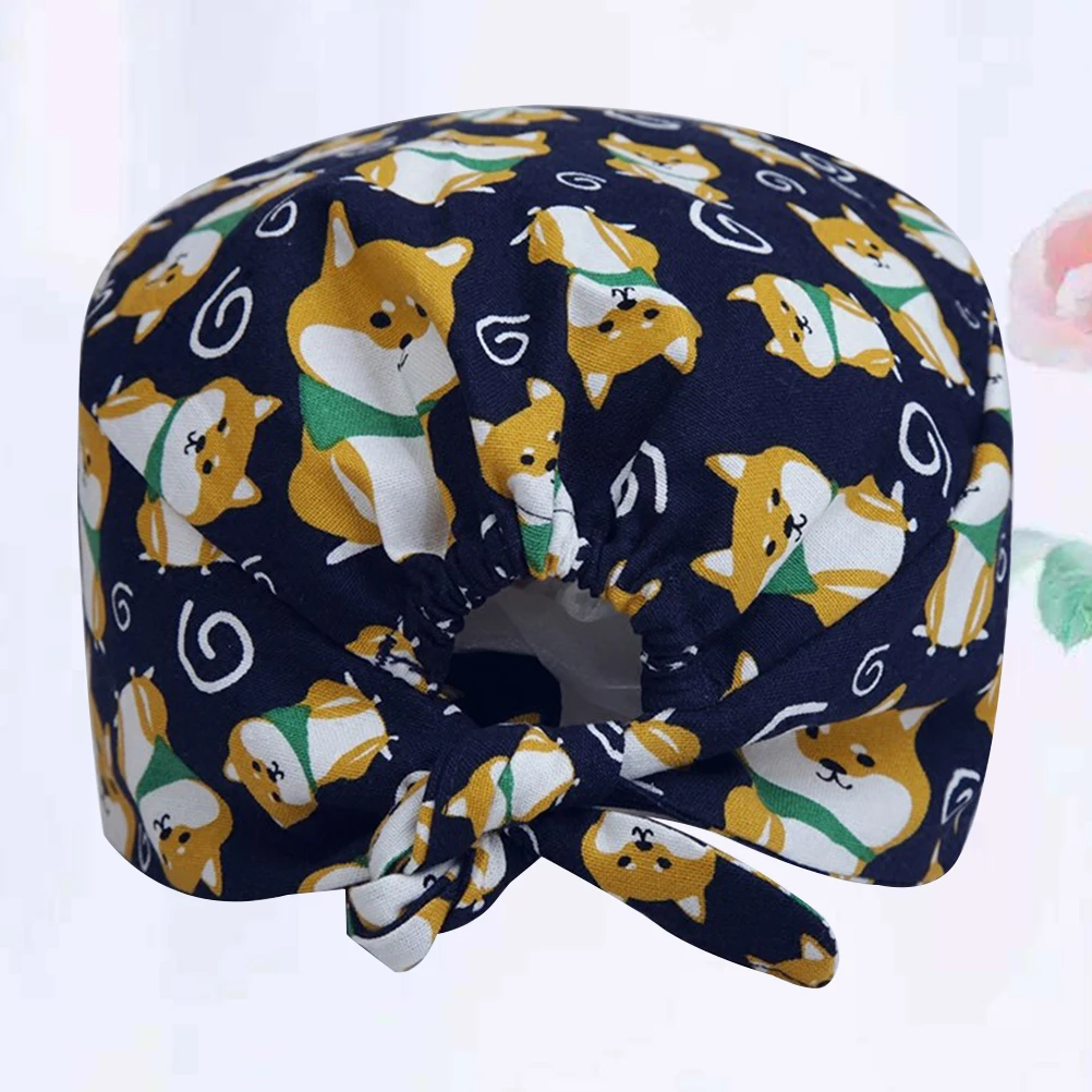 

Printed Doctor Nurse Working Hat Breathable Cotton Protective Cap Dustproof Sanitary Hat For Daily Use