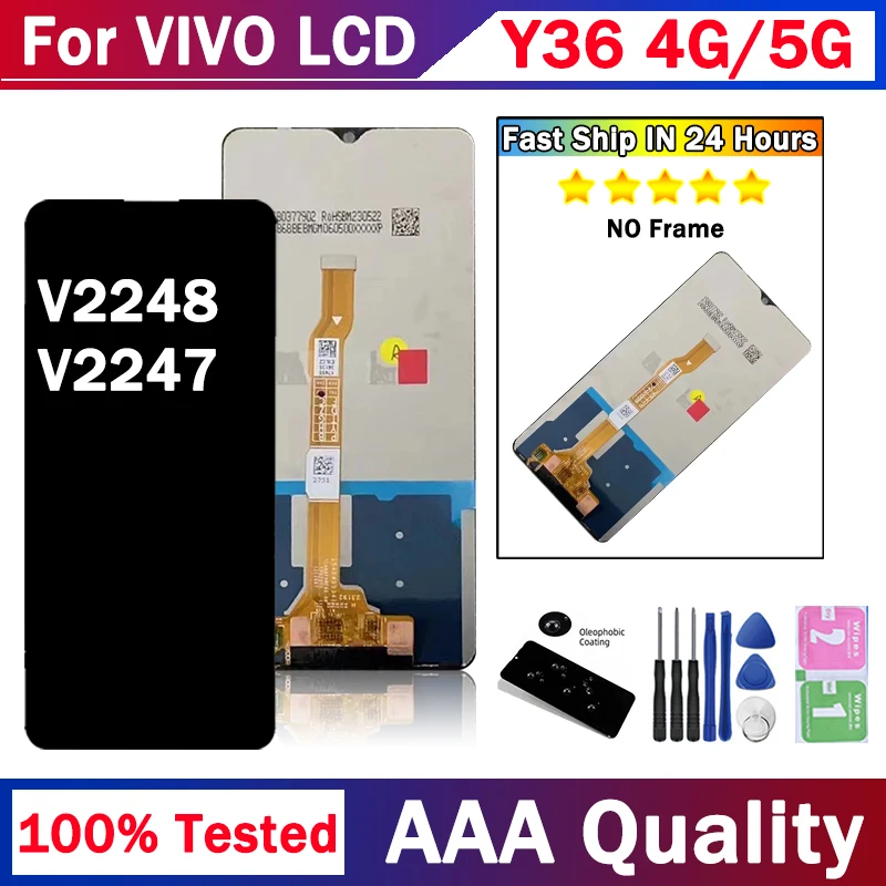 6.64“inch Y36 Display Screen For Vivo Y36 4G/5G V2247 V2248 LCD Display Touch Screen Digitizer Assembly With Frame