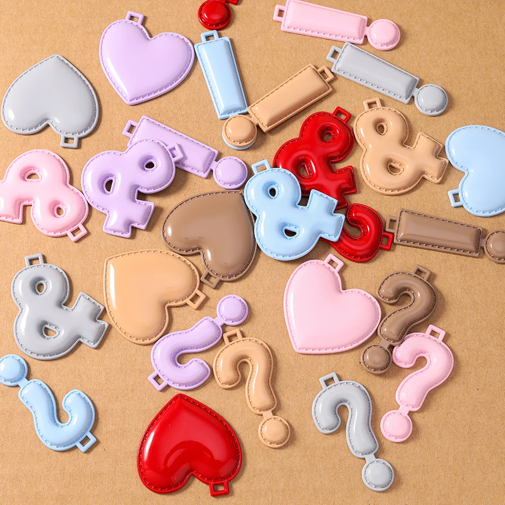 5pcs Cute Enamel Love Heart Charms Question Mark Pendant for Jewelry Making Necklace Earrings DIY Handmade Accessories Supplies