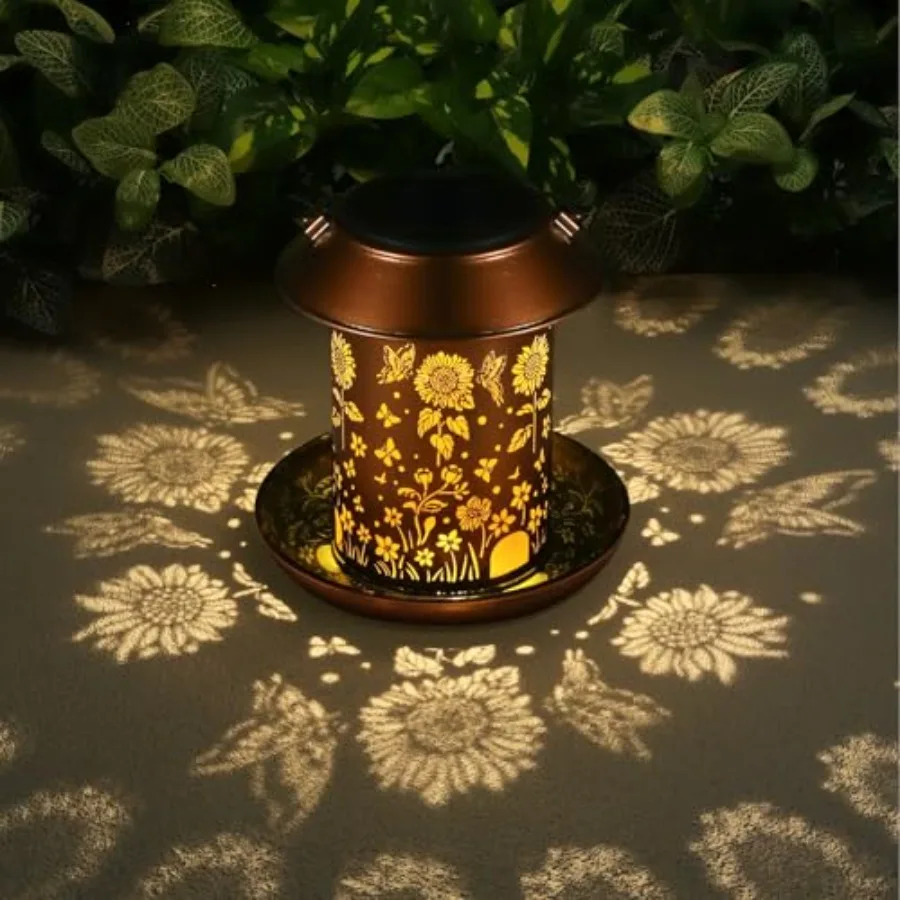 【Spot goods】Sunflower Solar Bird Feeder for Outdoors Hanging Solar Lanterns Waterproof Metal Wild Bird Feeders Garden Outside Y view 2