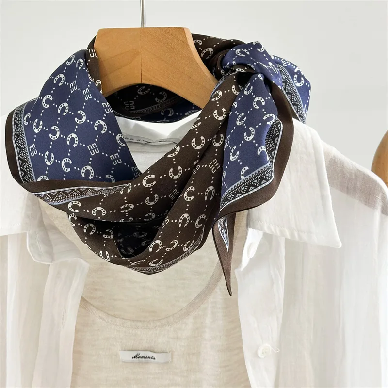 

Long 100% Silk Neckerchief Wraps 2025 Womens Autumn Fashion Neck Scarves Double Layer 150x15cm