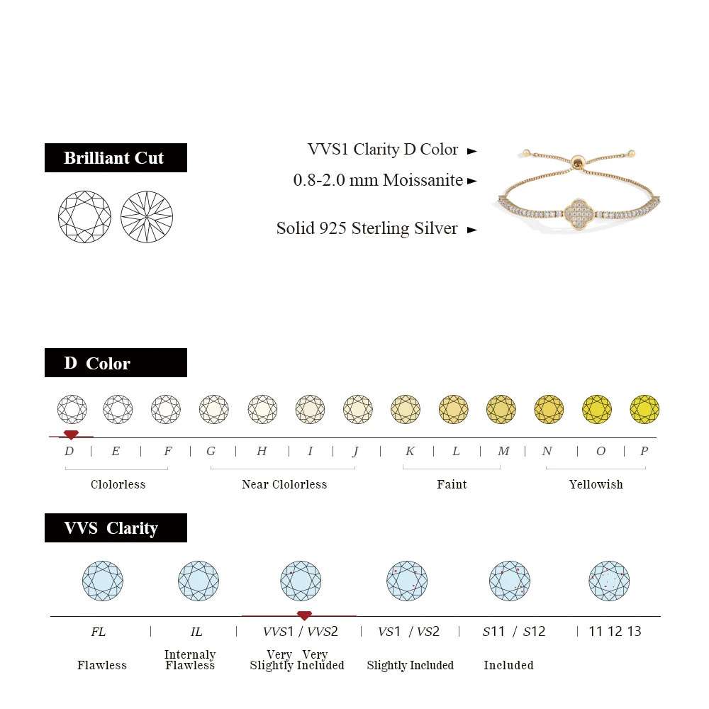 ATTAGEMS Luxury Full Moissanite Diamond Tennis Bracelets D VVS1 925 Sterling Silver Gold Plated For Women Wedding Jewelry 16+8cm