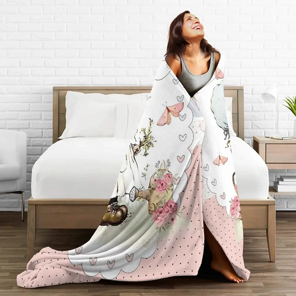 Sarah Kay With Cat Knitted Flannel Blanket Super Warm Bedding