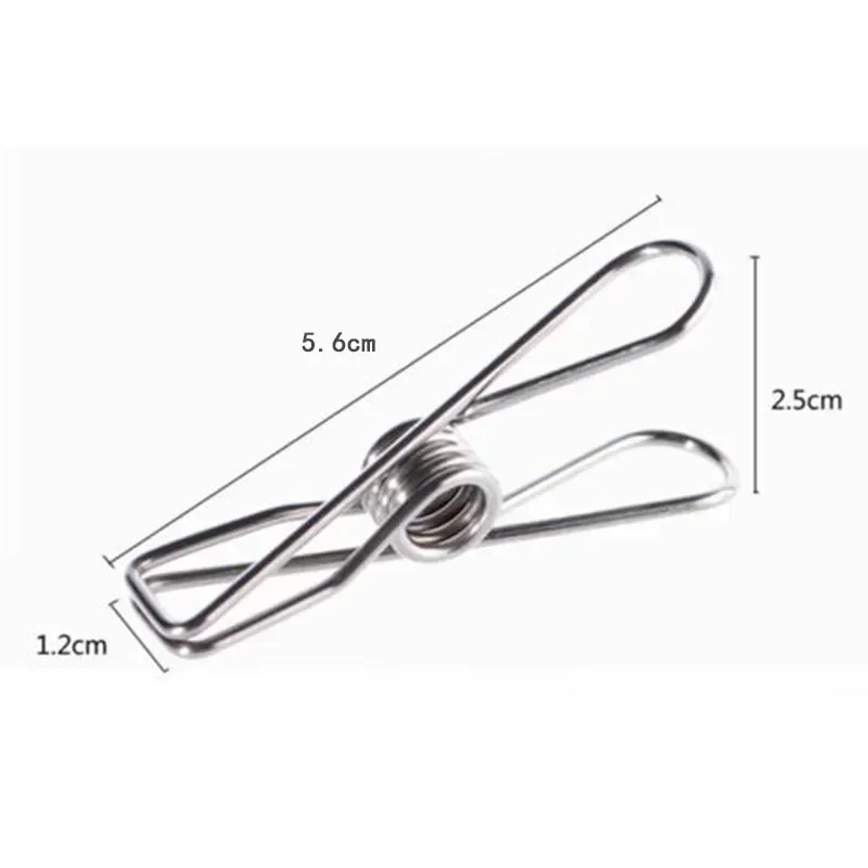 20pcs Stainless Steel Clips Clothes Photo Paper Peg Pin Hook Clothespin Home Decoration Set Household Storage Kitchen Organizer