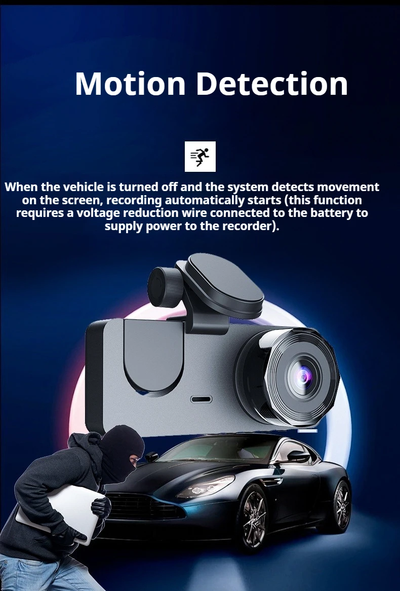 Three-lens Dash Cam for Cars Camera 720 480P Video Recorder Dashcam DVR Black Box DVR Infrared Night Vision with APP Connection view 5