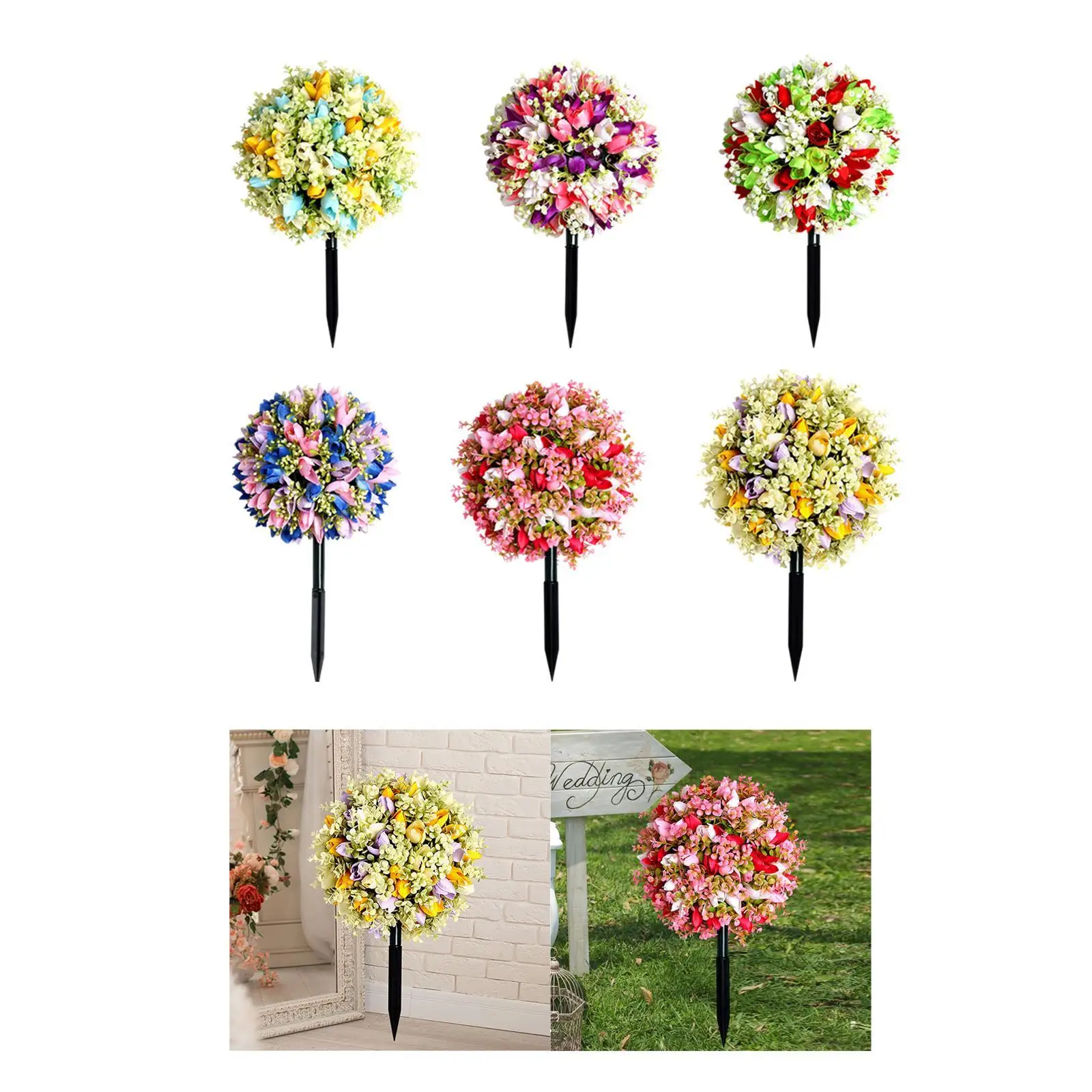 

Artificial Flowers Ball Bush Fake Plants Valentine's Day Decor Farmhouse Porch