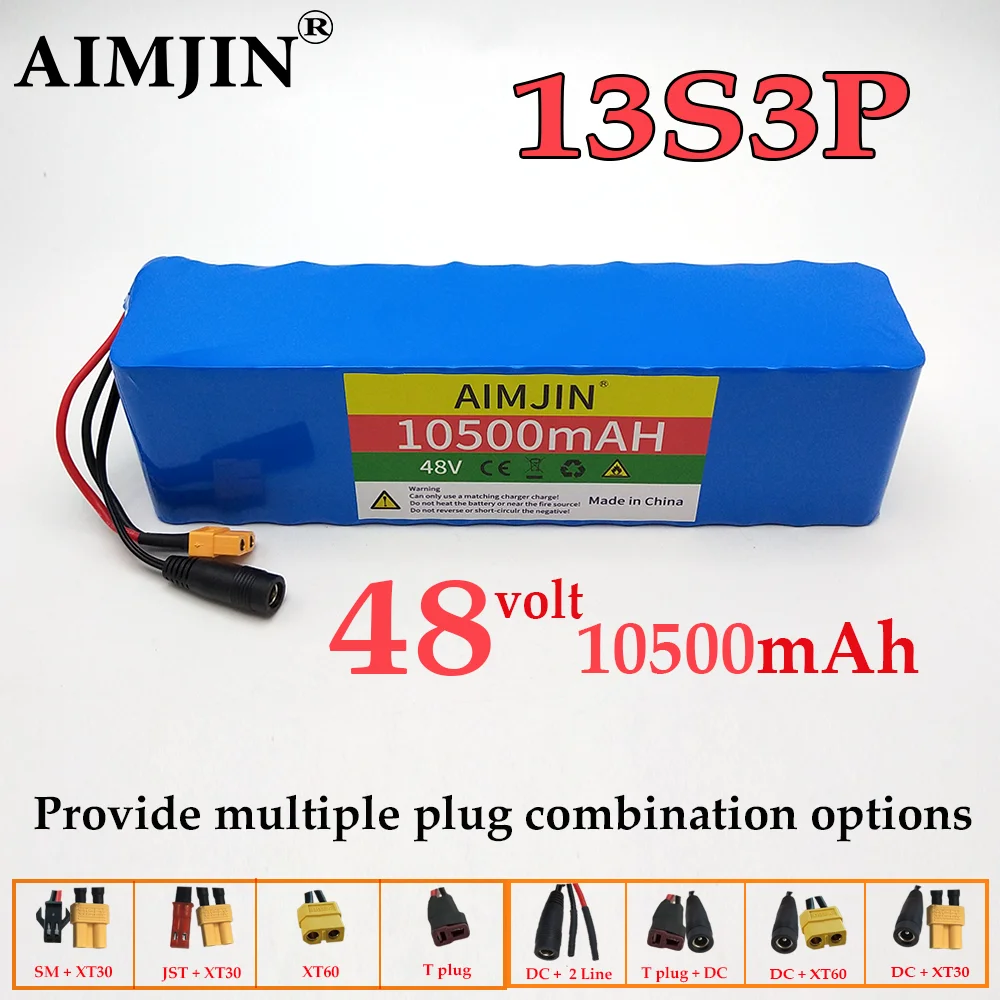 

13S3P Battery Pack 10500mAh with 250W 350W 500W 750W 1000W BMS for 54.6V E-bike Electric Bicycle Scooter 48V Lithium-ion battery