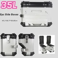 35L Aluminum Motorcycle Side Saddle Bags Luggage Cases Saddlebags Tool Box Storage Trunk Key Lock Toolbox Rear Helmet Topcase