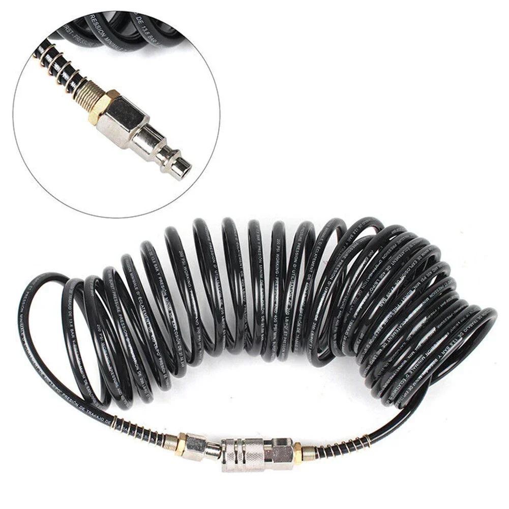 Flexible Black Air Compressor Hose Line PE Pneumatic Duct Air Pressure Hose 200 PSI With US Quick Connector