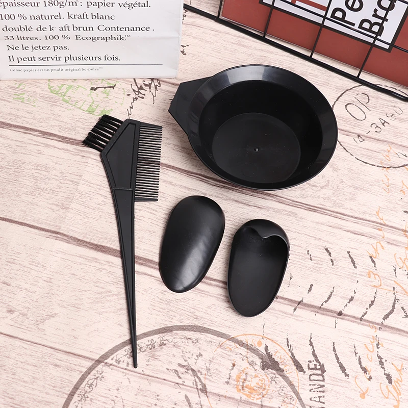 

4Pcs/Set Hair Coloring Tool Accessories Set Hair Dye Comb Stirring Brush Plastic Color Mixing Tray Hairdresser Hair Styling Tool