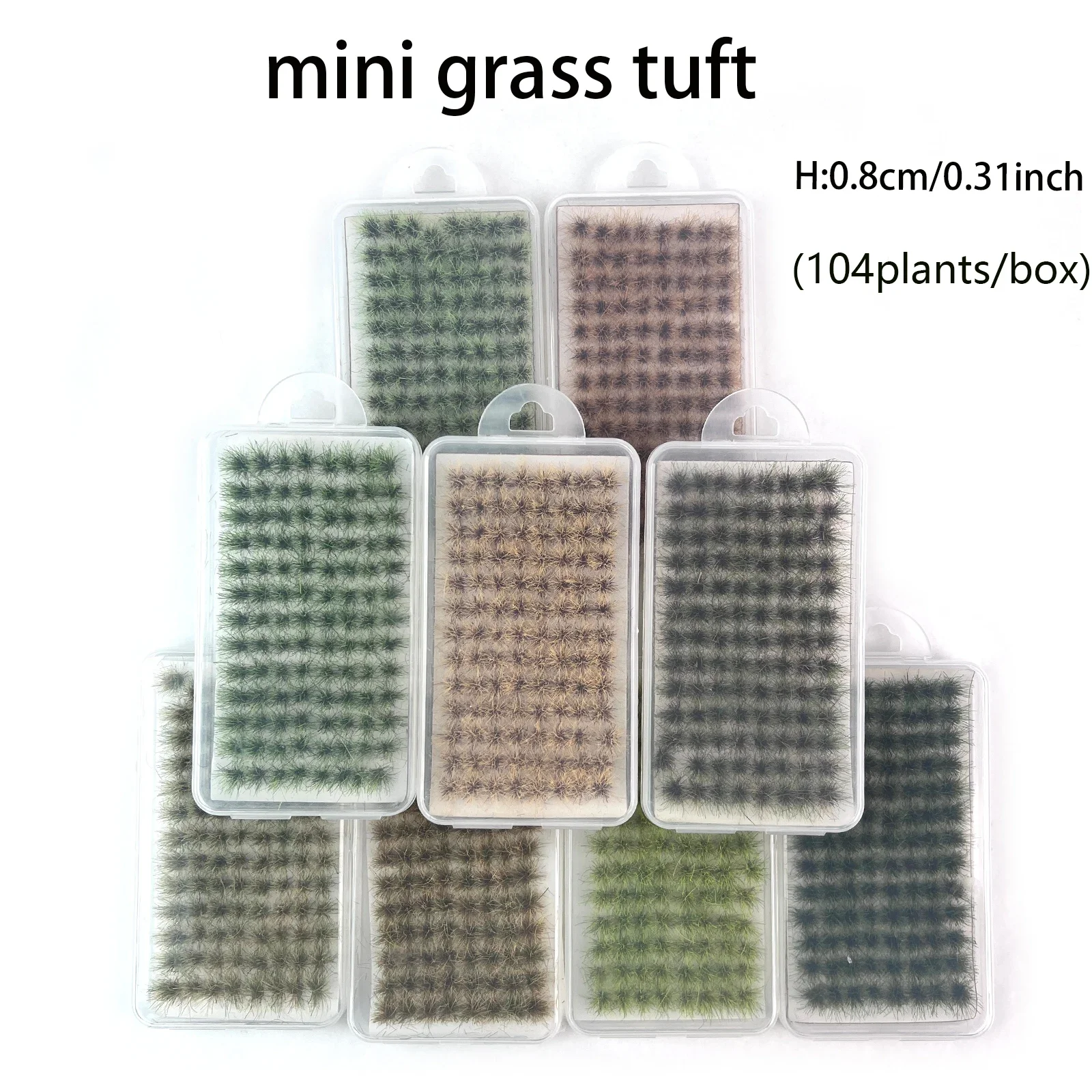 Piante artificiali in miniatura con ciuffo di erba statica da 8 mm per layout del treno ferroviario Ho N Scena militare Fai da te Creazione di Wargame Diorama 104 pezzi