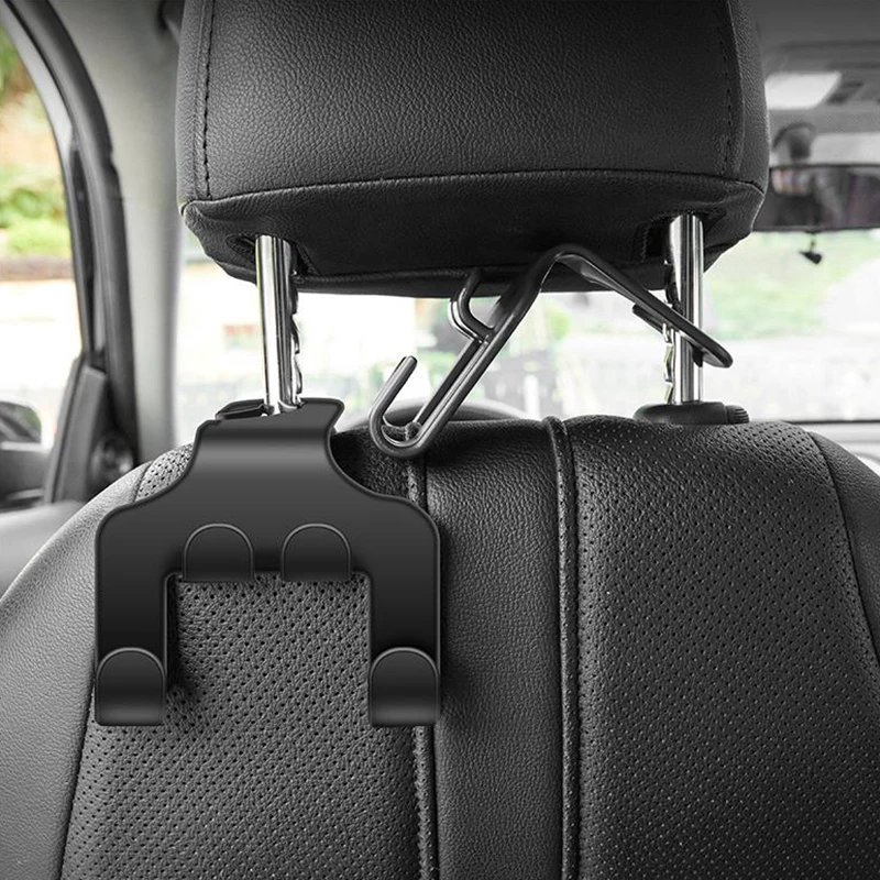 Car Seat Headrest Hook Hanger Black Storage Organizer Universal For Handbag Purse Coat Fit Universal Vehicle Car Holder Black