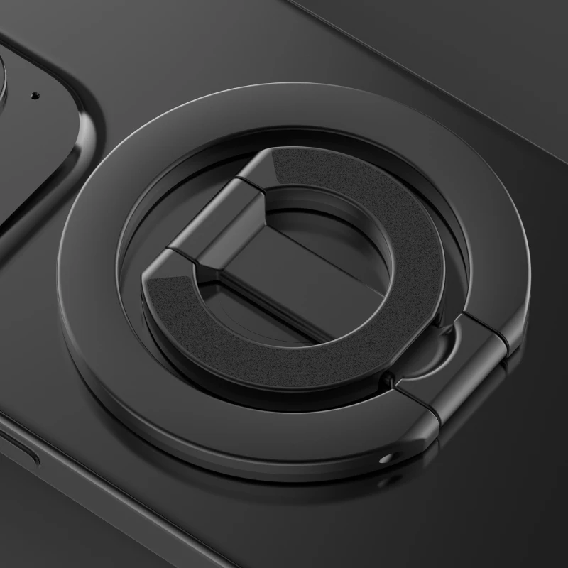 Double-Side Magnetic Phone Ring Holder for MagSafe Folding Kickstand Black Metal Magnet Stand for iPhone 16 15 14 Xiaomi Samsung image 6