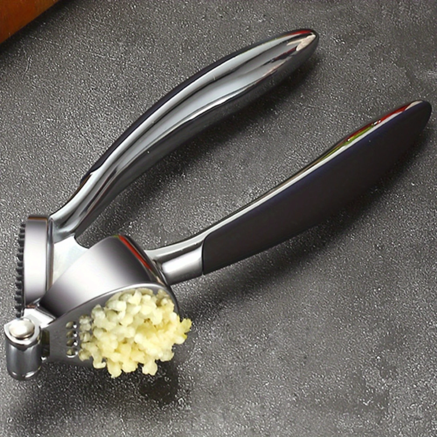 스테인리스 스틸 마늘 프레스 - 다용도 수동 마늘 다지기, 분쇄기, 으깬 마늘 만들기 도구 (아연 합금 클립 포함) - 주방용품