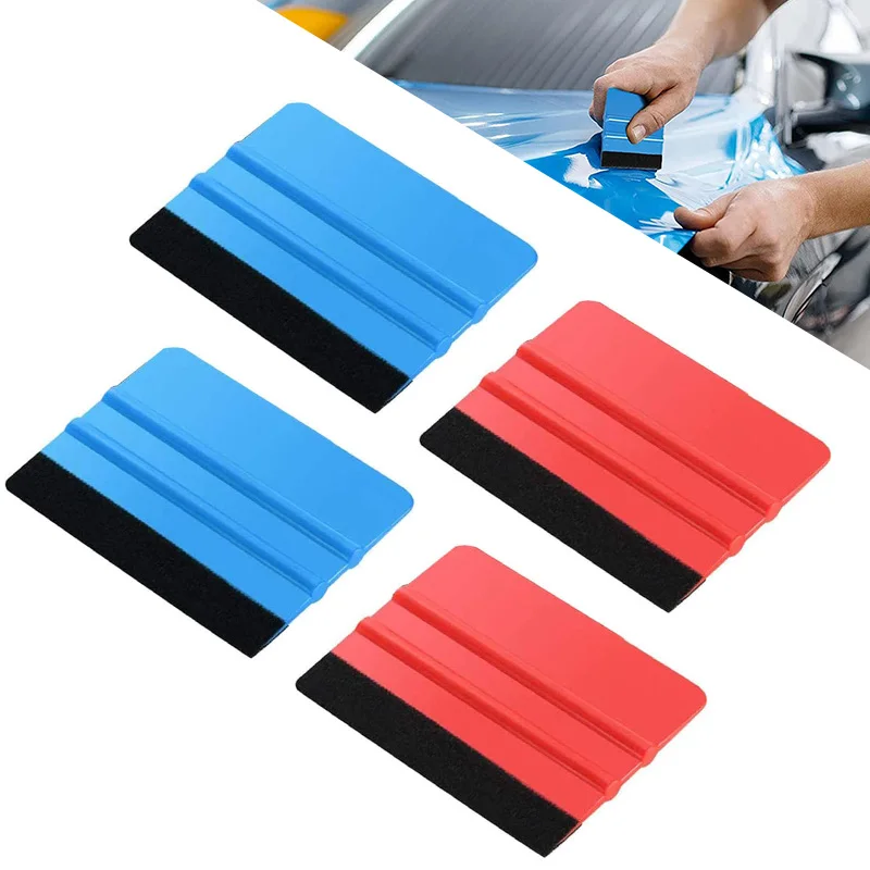 

4Pcs Car Felt Edge Squeegee Auto Styling Vinyl Wrapping Hard Scraper Plastic Spatulas for Car Film Sticker Installation Tool