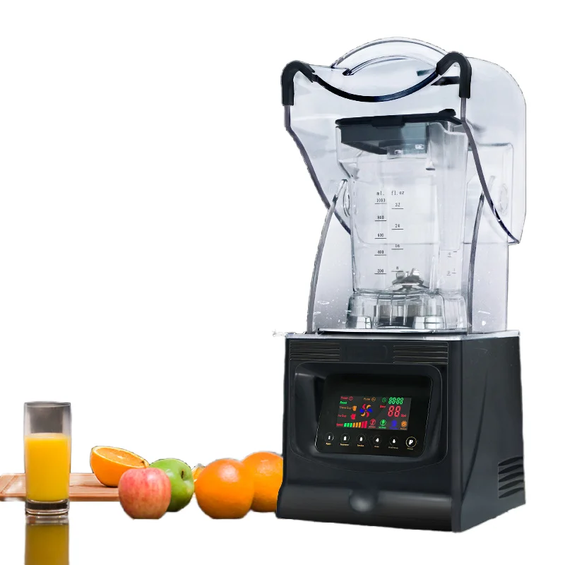 Blender Komersial Mesin Makanan Penghancur Es Blender Smoothie Pembuat Jus Buah Dengan Penutup Penghancur Es