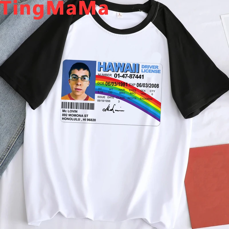 2022 Homme Mclovin T Shirt Summer Men T-shirt Mclovin Id Card Superbad Geek Mens Hip Hop Funny Graphic Tees Harajuku Shirt Male