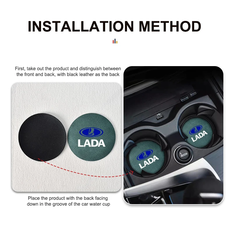 2pcs Car Cup Coaster High Quality Colorful Non Slip Pad Parts For Lada Priora Sedan Sport Kalina Xray Granta Vesta Samara