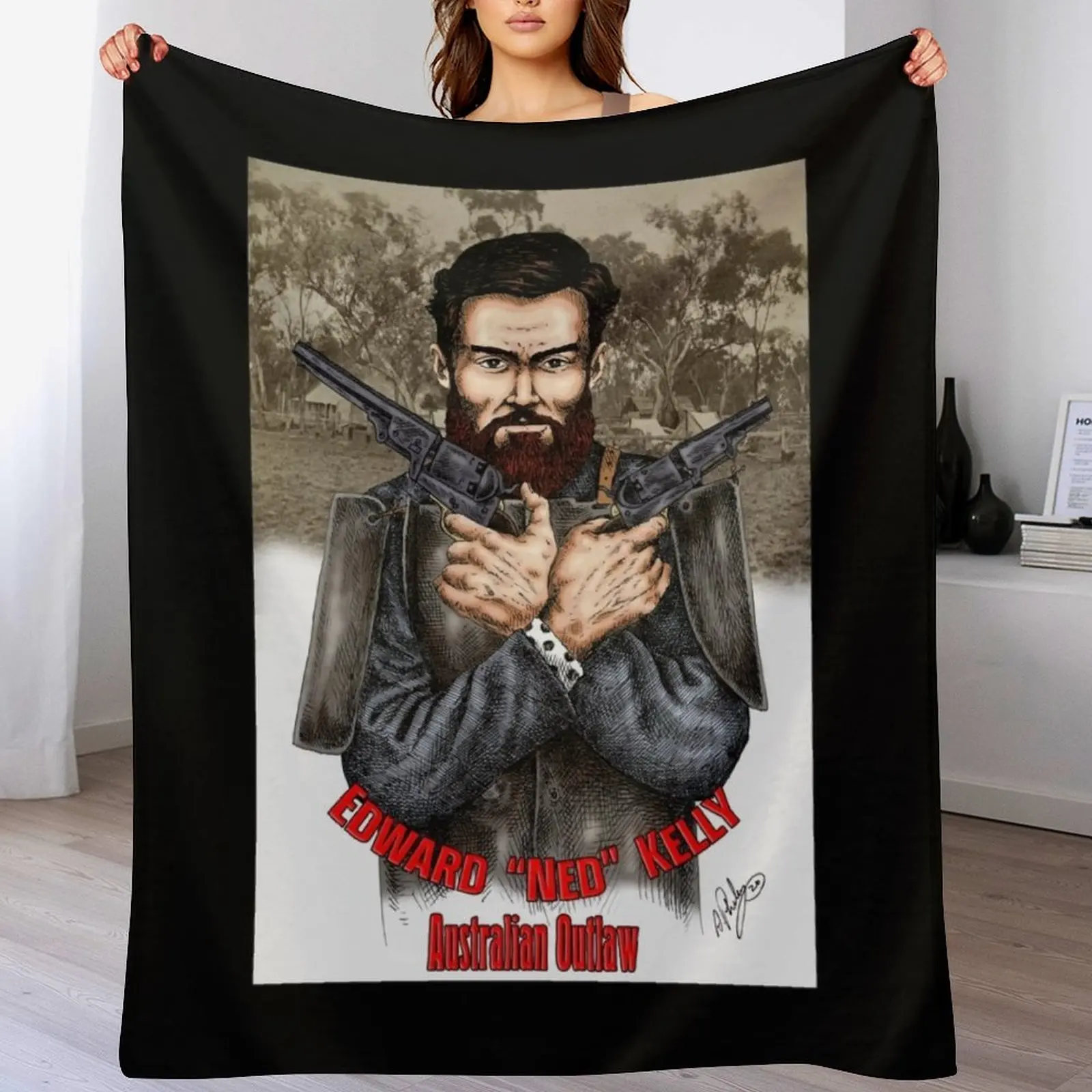 

Ned Kelly Australian Outlaw Throw Blanket manga cosplay anime Blankets