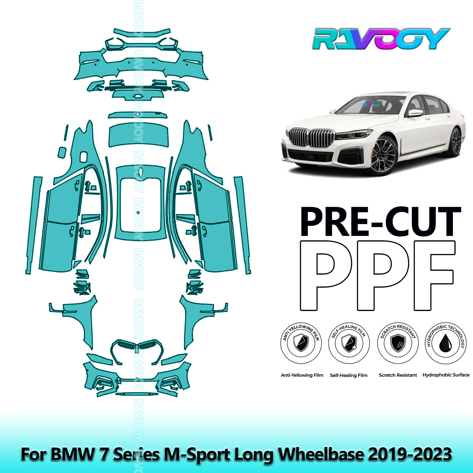 

For BMW 7 Series M-Sport Long Wheelbase 2019-2023 Car Precut PPF Clear Bra Ravooy Full Vehicle