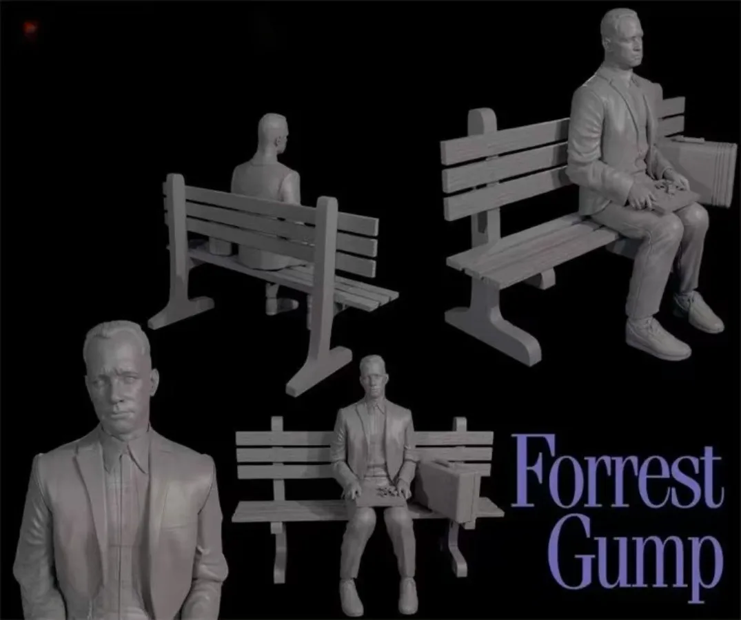 Forrest Gump1/24 Scale 75mm Resin Figure Assembled Model Kit Classic Scene Hobby Miniature Sculpture Unassembled Unpainted Toys