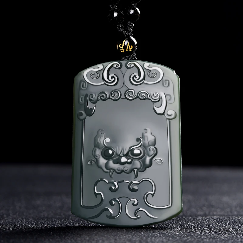 

Hetian jade Pixiu jade pendant Xinjiang sapphire animal face men and women Pixiu brand stone